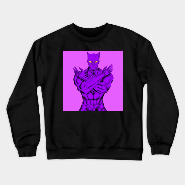 black panther in purple vibranium Crewneck Sweatshirt by jorge_lebeau